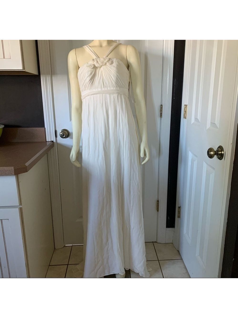 NWT Stunning Priscilla of Boston Cream Halter Wedding Dress Size 2